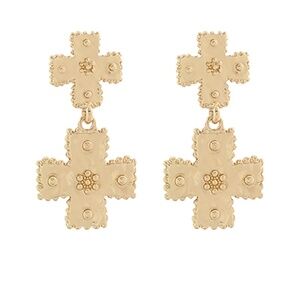Textured Cross Dangle Earrings